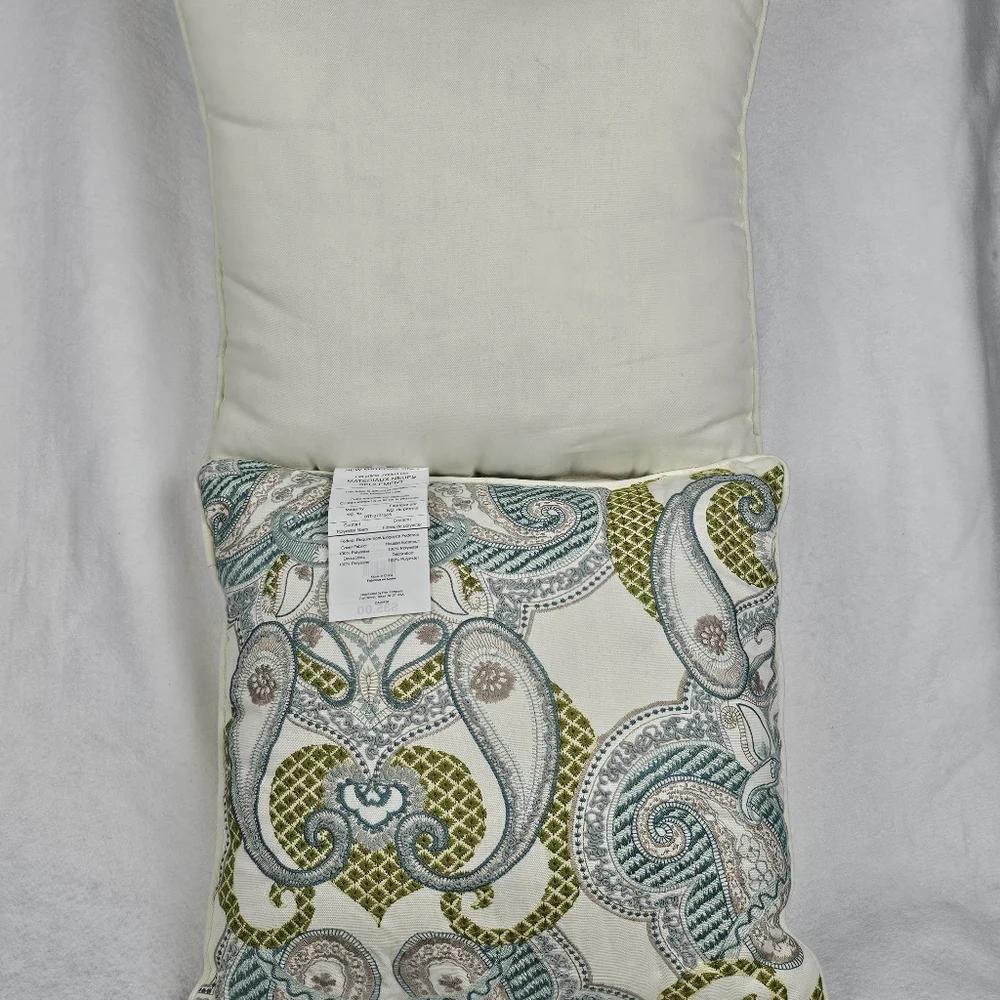 Pier 1 Imports Set Of‎ 2 Throw Pillows Teal Green Blue White 16x16 Nostaglic
